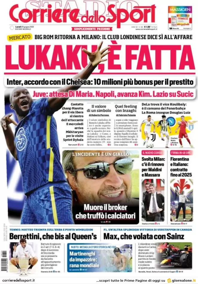 Rassegna stampa Juve: prime pagine quotidiani sportivi - 20 giugno 2022 39 corriere dello sport 004157366