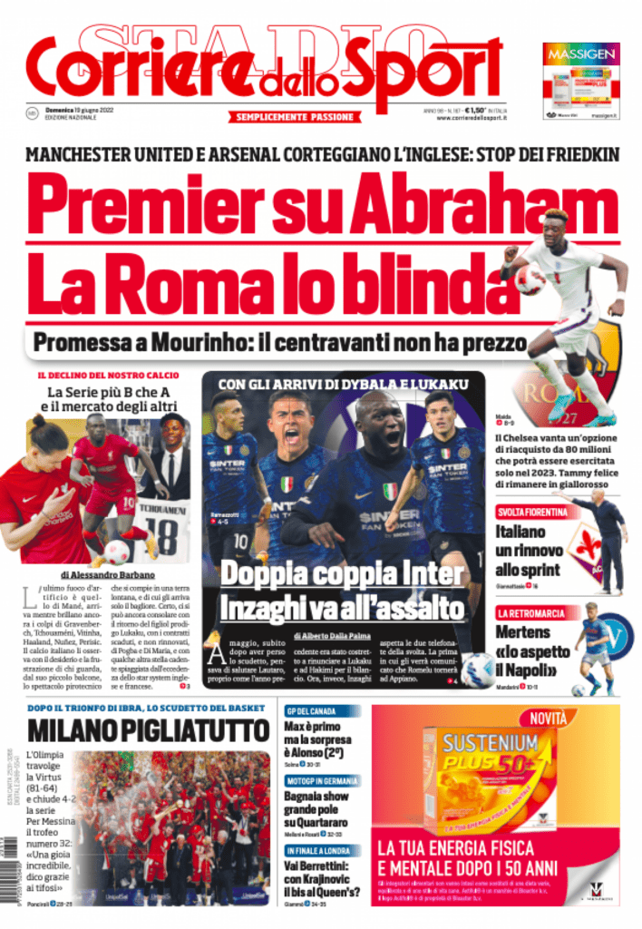 Rassegna stampa Juve: prime pagine quotidiani sportivi - 19 giugno 2022 38 corriere dello sport 19 giugno 2022 1
