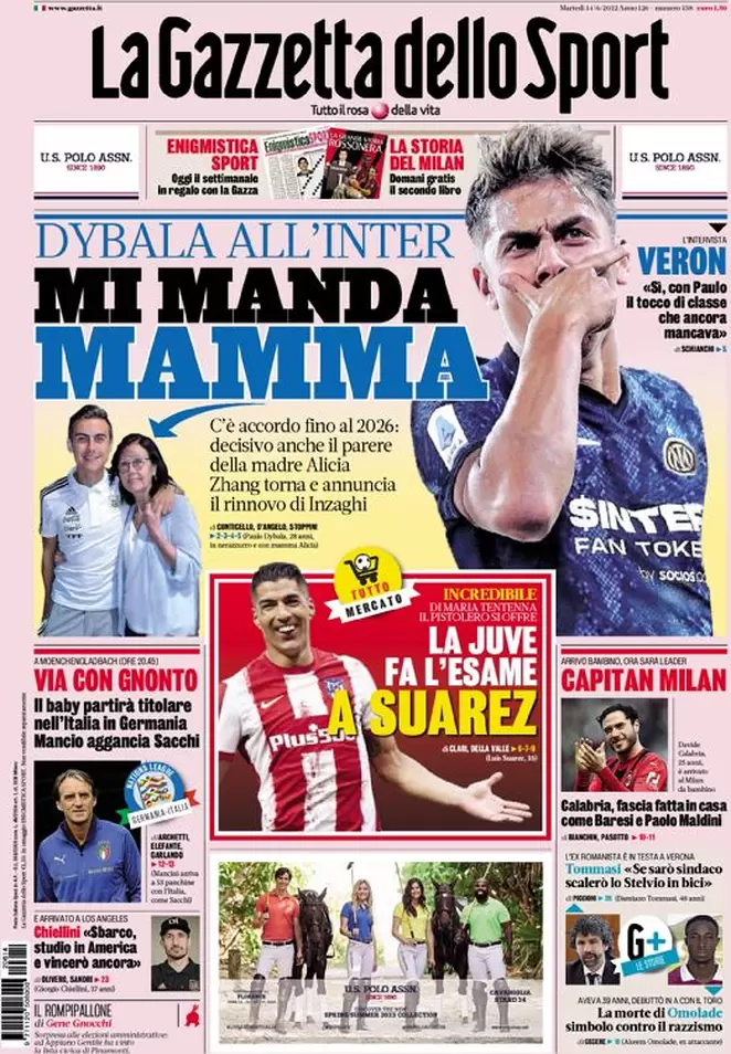 Rassegna stampa Juve: prime pagine quotidiani sportivi - 14 giugno 2022 38 la gazzetta dello sport 005237293