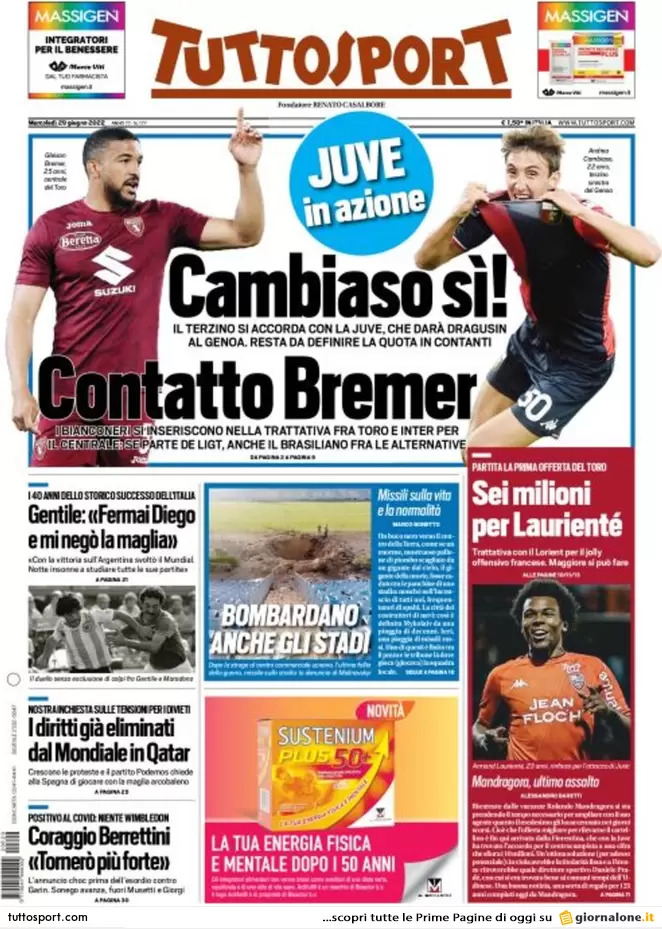 Rassegna stampa Juve: prime pagine quotidiani sportivi - 29 giugno 2022 36 tuttosport 001306865