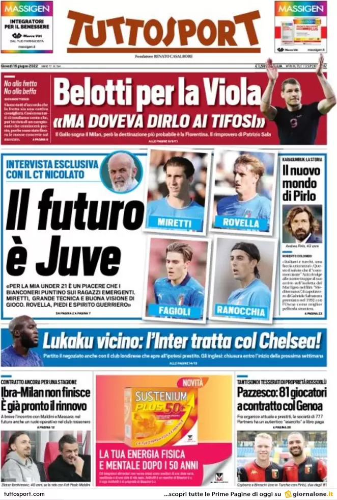Rassegna stampa Juve: prime pagine quotidiani sportivi - 16 giugno 2022 37 tuttosport 001421898