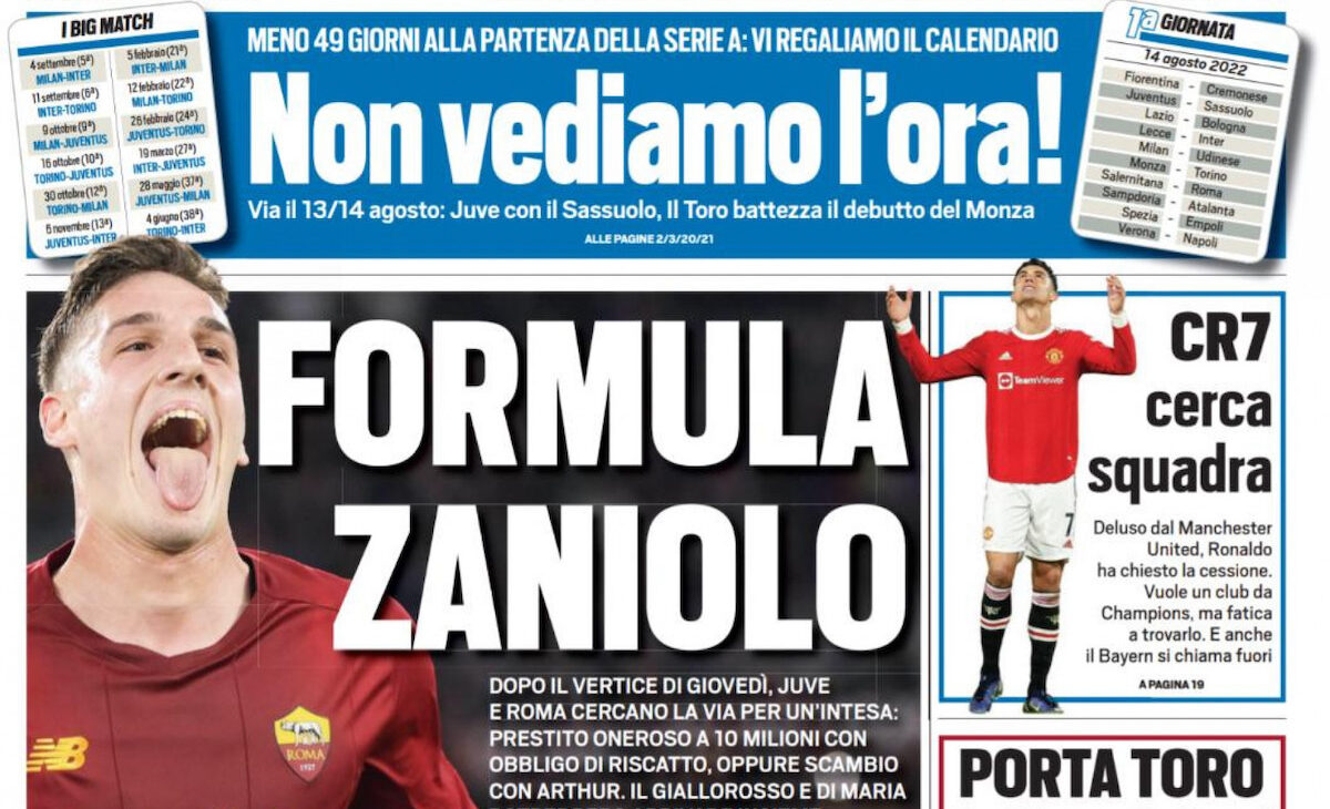 Rassegna stampa Juve: prime pagine quotidiani sportivi - 25 giugno 2022 36 tuttosport 25 giugno 22 1 e1656110164662