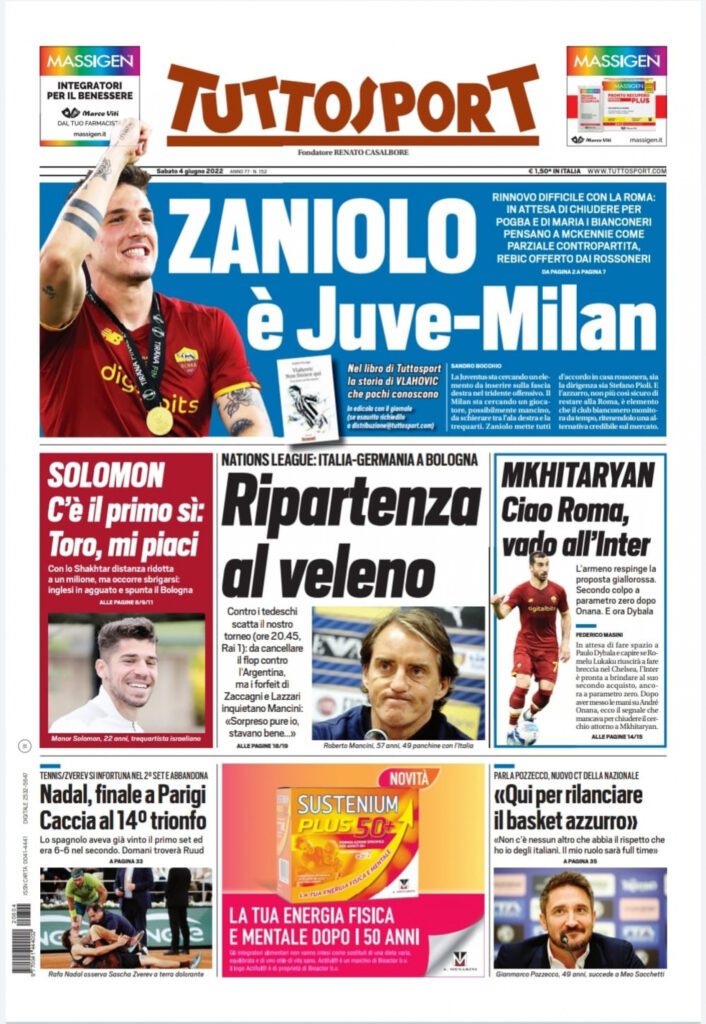 Rassegna stampa Juve: prime pagine quotidiani sportivi - 4 giugno 2022 36 tuttosport 4 giugno 2022
