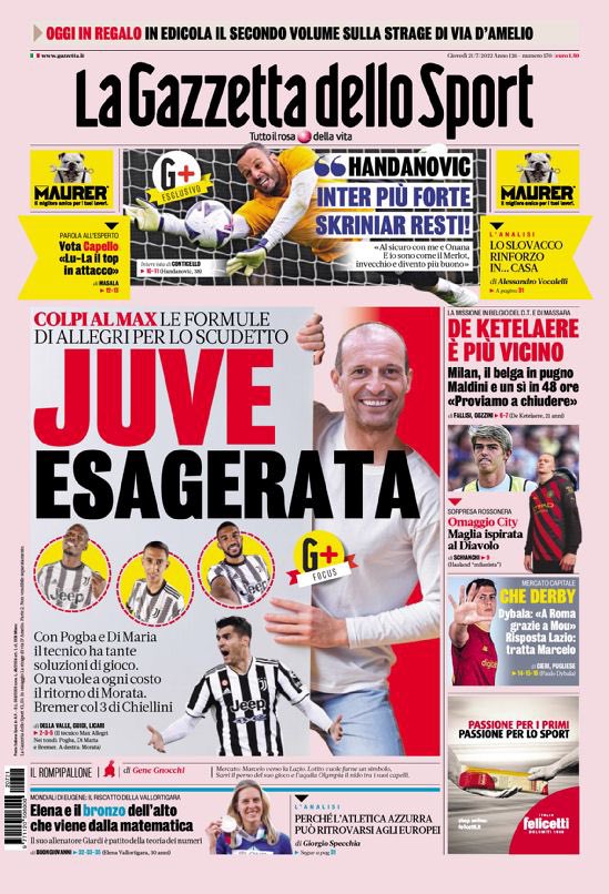 Rassegna stampa Juve: prime pagine quotidiani sportivi - 21 luglio 2022 38 E056DF74 4ABA 443C 83DB F3A9922B5620