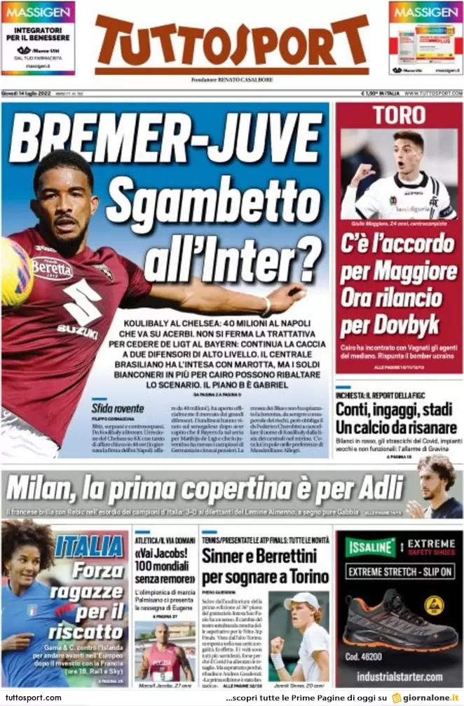 Rassegna stampa Juve: prime pagine quotidiani sportivi - 14 luglio 2022 36 Tuttosport 2
