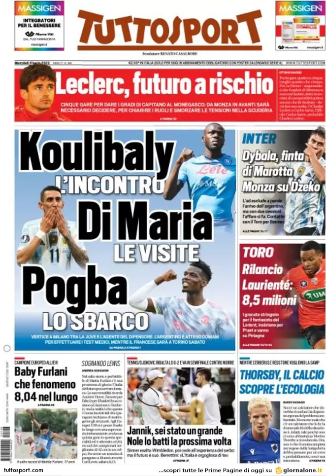 Rassegna stampa Juve: prime pagine quotidiani sportivi - 6 luglio 2022 36 Tuttosport