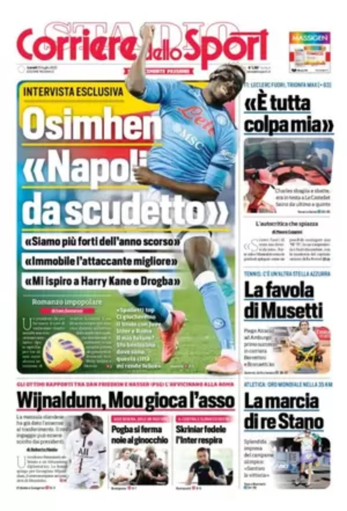 Rassegna stampa Juve: prime pagine quotidiani sportivi - 25 luglio 2022 37 corriere dello sport 001306922