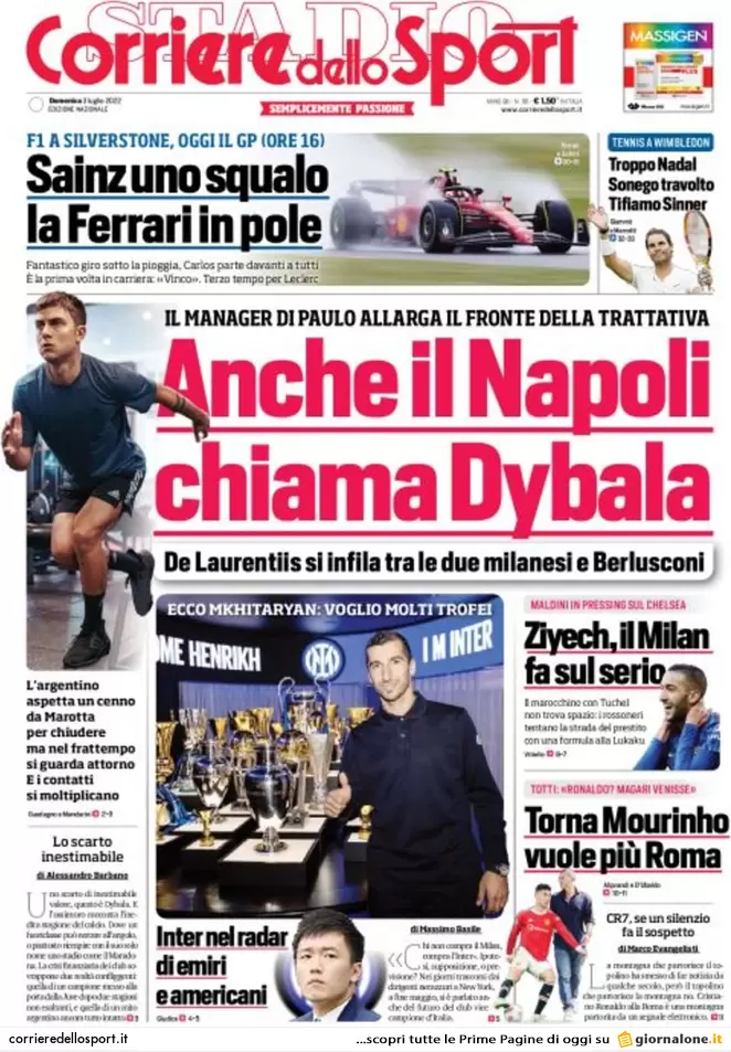 Rassegna stampa Juve: prime pagine quotidiani sportivi - 3 luglio 2022 38 corriere dello sport 002130348