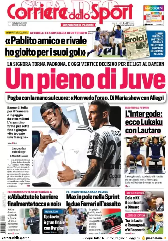 Rassegna stampa Juve: prime pagine quotidiani sportivi - 9 luglio 2022 38 corriere dello sport 002304393