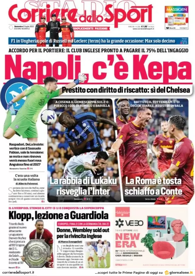 Rassegna stampa Juve: prime pagine quotidiani sportivi - 31 luglio 2022 38 corriere dello sport 003308358