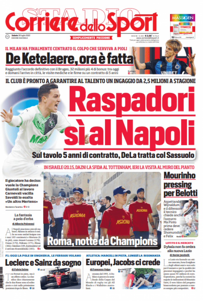 Rassegna stampa Juve: prime pagine quotidiani sportivi - 30 luglio 2022 38 corriere dello sport 21