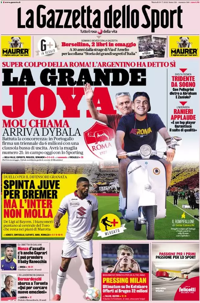 Rassegna stampa Juve: prime pagine quotidiani sportivi - 19 luglio 2022 39 la gazzetta dello sport 005302026
