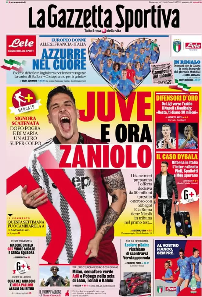 Rassegna stampa Juve: prime pagine quotidiani sportivi - 10 luglio 2022 39 la gazzetta dello sport 005449447