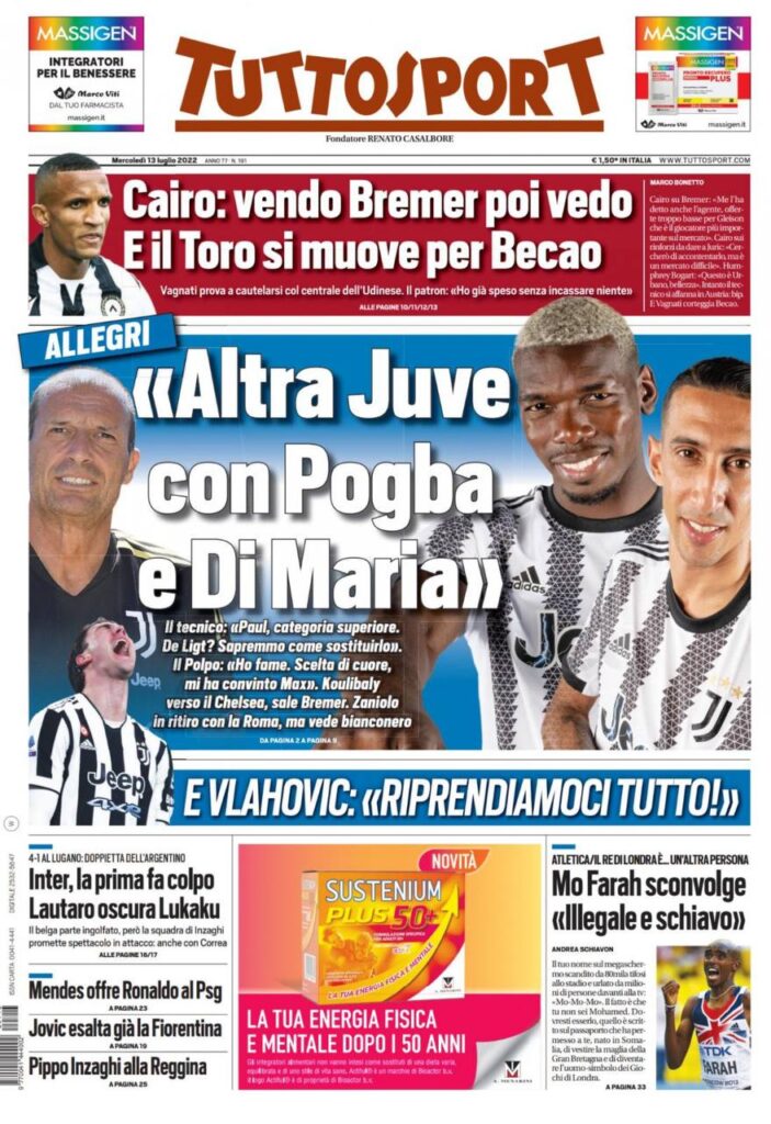 Rassegna stampa Juve: prime pagine quotidiani sportivi - 13 luglio 2022 38 photo 2022 07 13 07 42 59