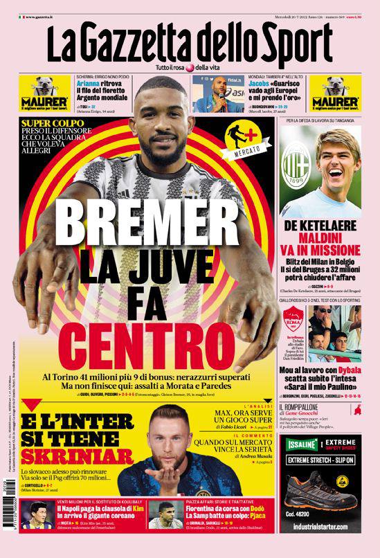 Rassegna stampa Juve: prime pagine quotidiani sportivi - 20 luglio 2022 38 photo 2022 07 20 07 51 12