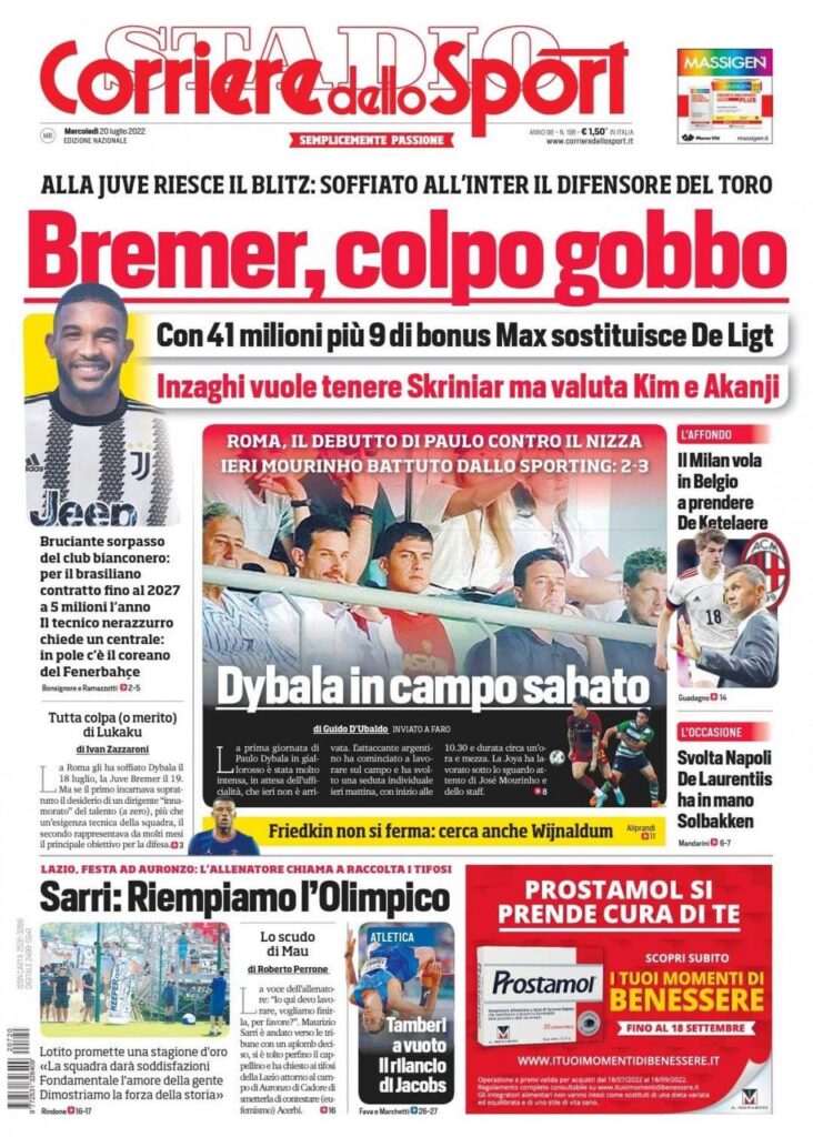 Rassegna stampa Juve: prime pagine quotidiani sportivi - 20 luglio 2022 39 photo 2022 07 20 07 51 16