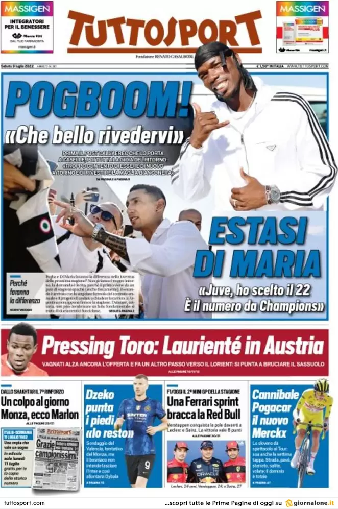Rassegna stampa Juve: prime pagine quotidiani sportivi - 9 luglio 2022 37 tuttosport 001121689