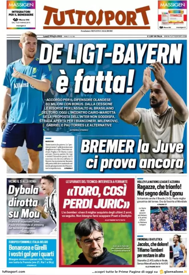 Rassegna stampa Juve: prime pagine quotidiani sportivi - 18 luglio 2022 37 tuttosport 001305806