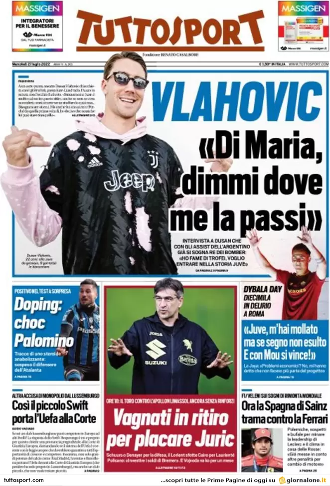 Rassegna stampa Juve: prime pagine quotidiani sportivi - 27 luglio 2022 36 tuttosport 002303333