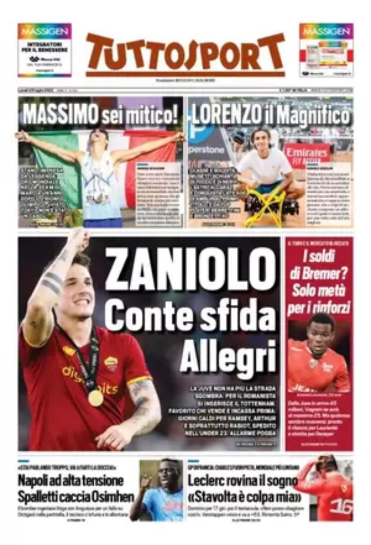Rassegna stampa Juve: prime pagine quotidiani sportivi - 25 luglio 2022 36 tuttosport 002304841