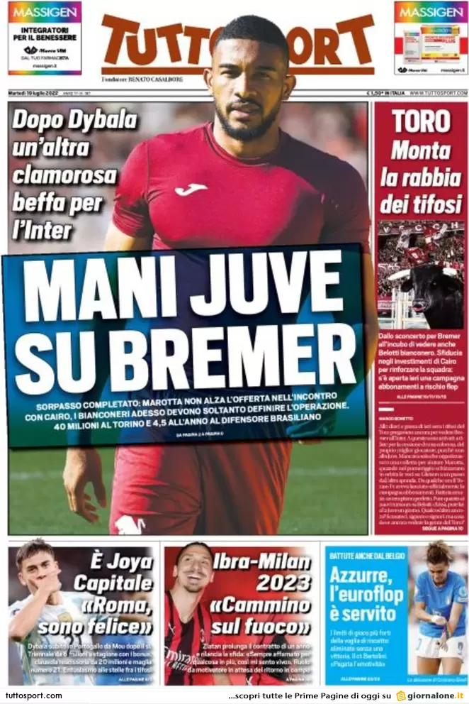 Rassegna stampa Juve: prime pagine quotidiani sportivi - 19 luglio 2022 37 tuttosport 003306510