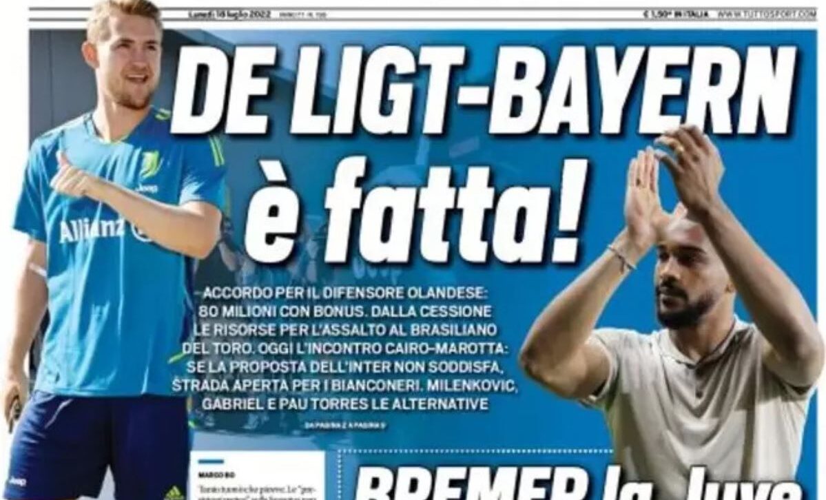 Rassegna stampa Juve: prime pagine quotidiani sportivi - 18 luglio 2022 36 tuttosport 18 luglio 2022 e1658096228640
