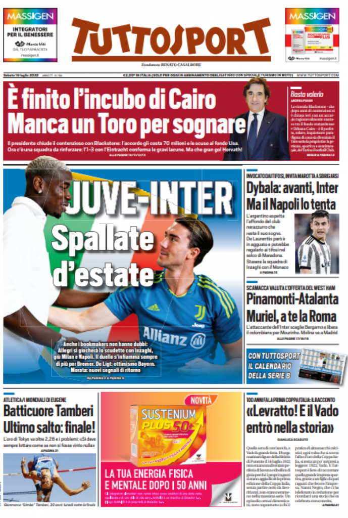 Rassegna stampa Juve: prime pagine quotidiani sportivi - 16 luglio 2022 36 tuttosport 31