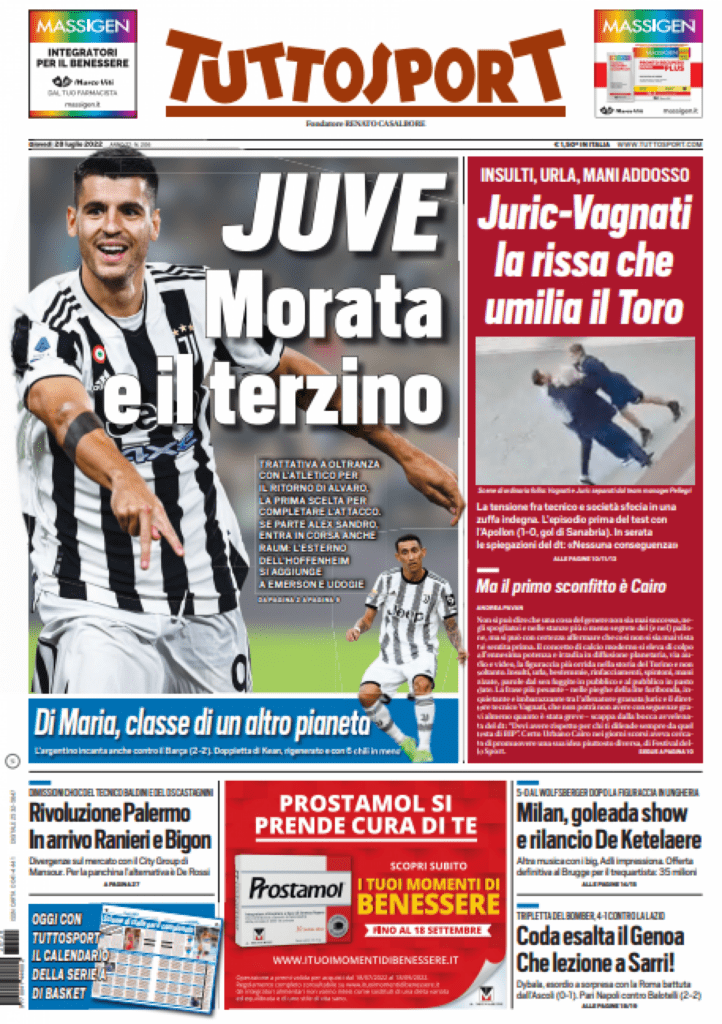 Rassegna stampa Juve: prime pagine quotidiani sportivi - 28 luglio 2022 36 tuttosport 32