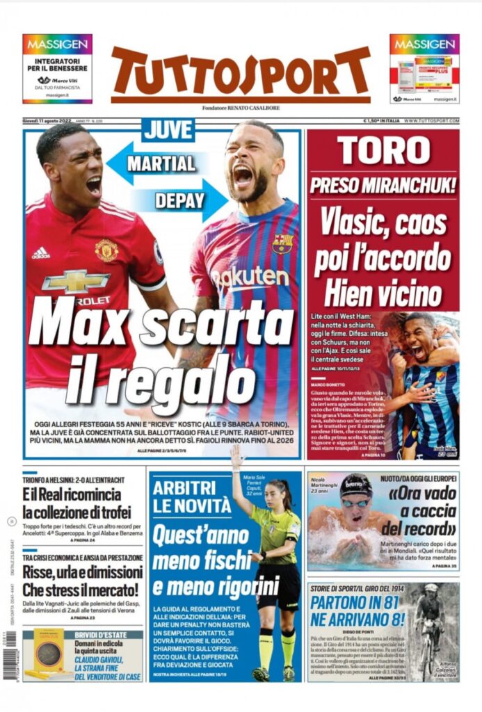 Rassegna stampa Juve: prime pagine quotidiani sportivi - 11 agosto 2022 37 8D2B6565 2E50 4793 A145 6D3C48792A9E