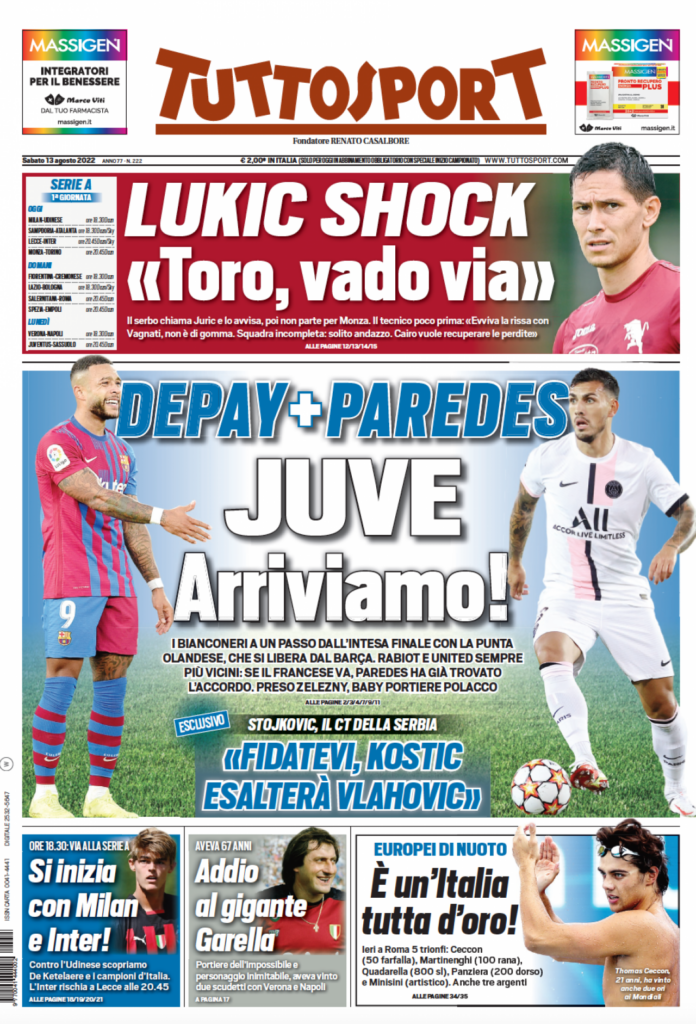 Rassegna stampa Juve: prime pagine quotidiani sportivi - 13 agosto 2022 37 F0503A23 1610 4293 8735 CBB648554524