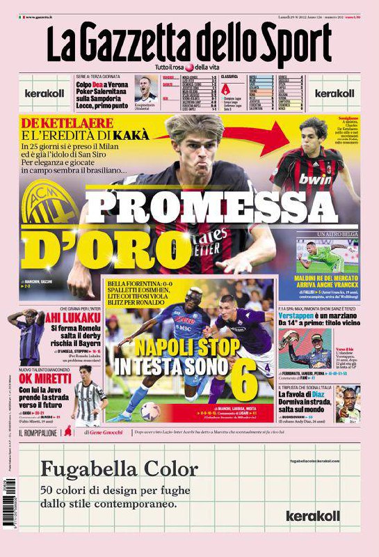 Rassegna stampa Juve: prime pagine quotidiani sportivi - 29 agosto 2022 39 Gazzetta 1