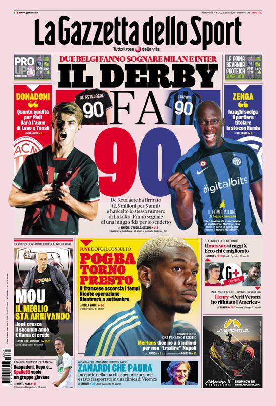 Rassegna stampa Juve: prime pagine quotidiani sportivi - 3 agosto 2022 38 Gazzetta dello Sport