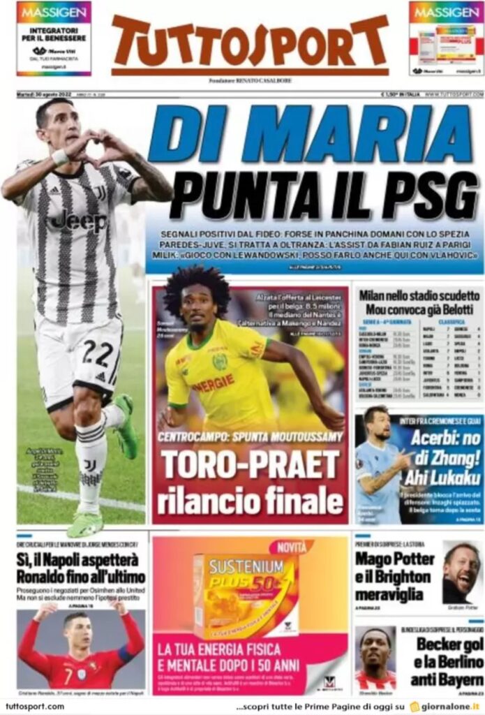Rassegna stampa Juve: prime pagine quotidiani sportivi - 30 agosto 2022 36 befunky 2022 7 2 0 40 35
