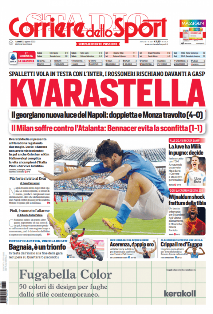 Rassegna stampa Juve: prime pagine quotidiani sportivi - 22 agosto 2022 38 cds 22 agosto
