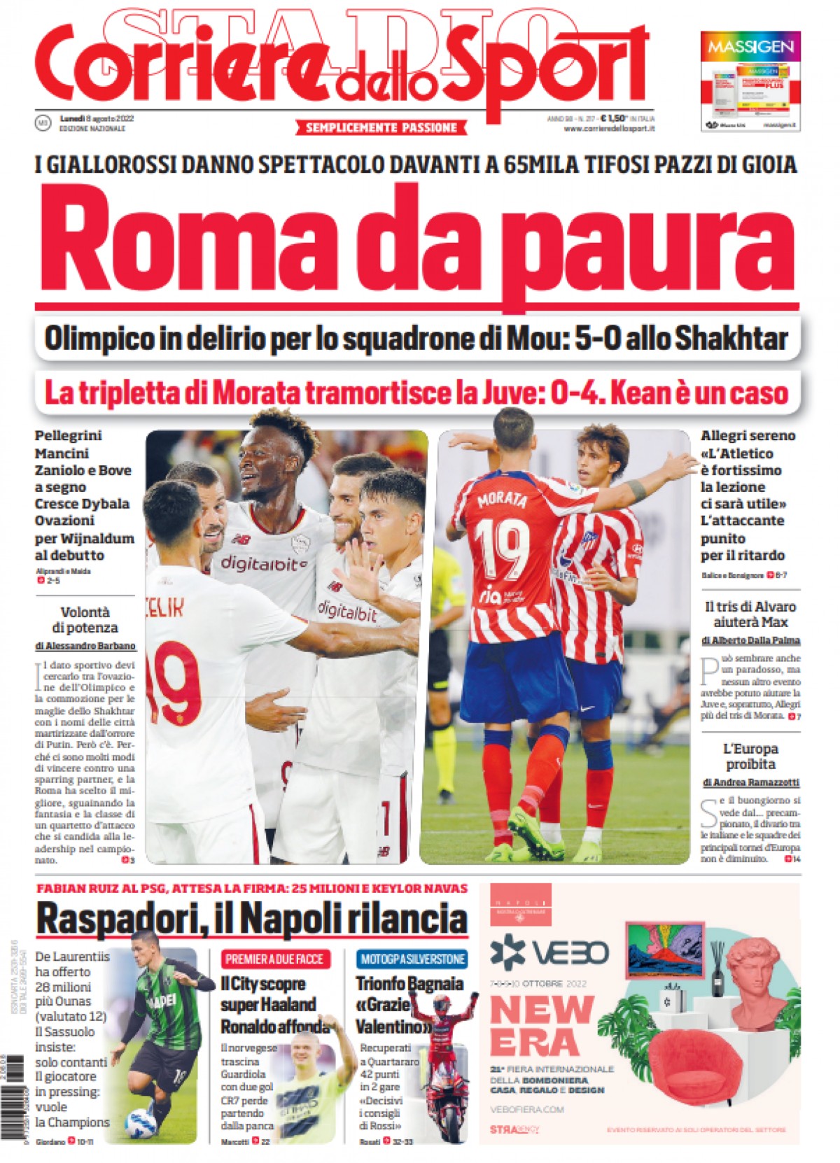 Rassegna stampa Juve: prime pagine quotidiani sportivi - 8 agosto 2022 37 cds 8 agosto