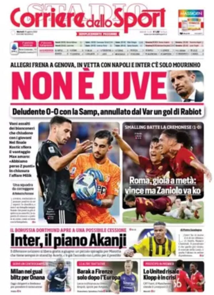 Rassegna stampa Juve: prime pagine quotidiani sportivi - 23 agosto 2022 36 corriere dello sport 002306638