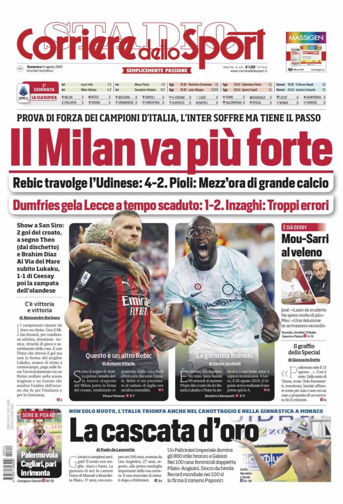 Rassegna stampa Juve: prime pagine quotidiani sportivi - 14 agosto 2022 38 corsport 15