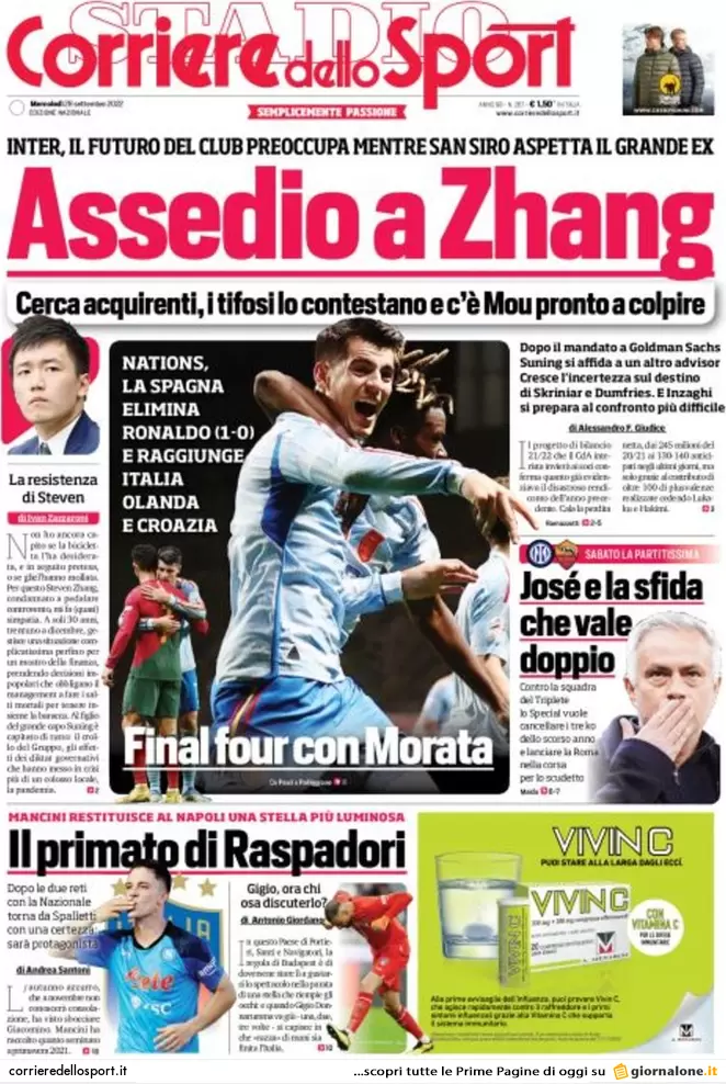 Rassegna stampa Juve: prime pagine quotidiani sportivi - 28 settembre 2022 38 Corriere dello Sport 3