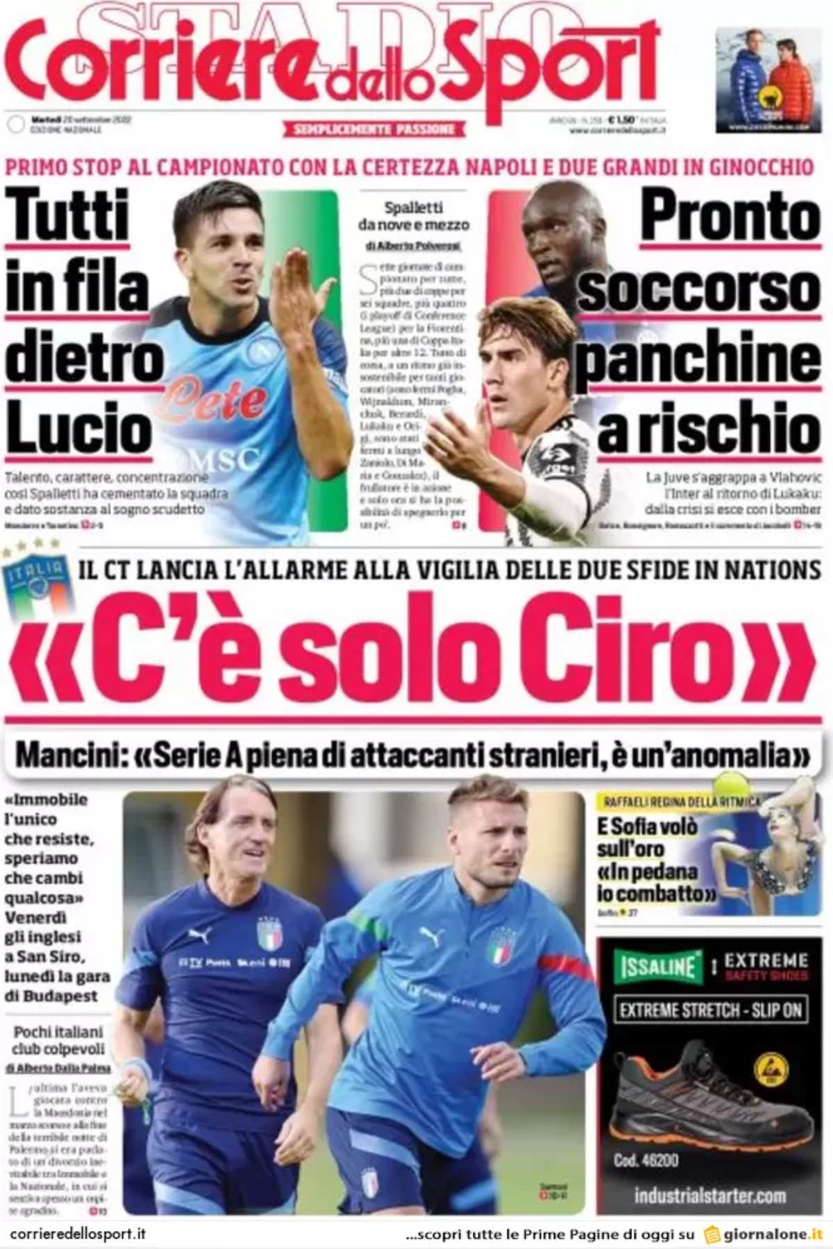 Rassegna stampa Juve: prime pagine quotidiani sportivi - 20 settembre 2022 37 corriere dello sport 001308977
