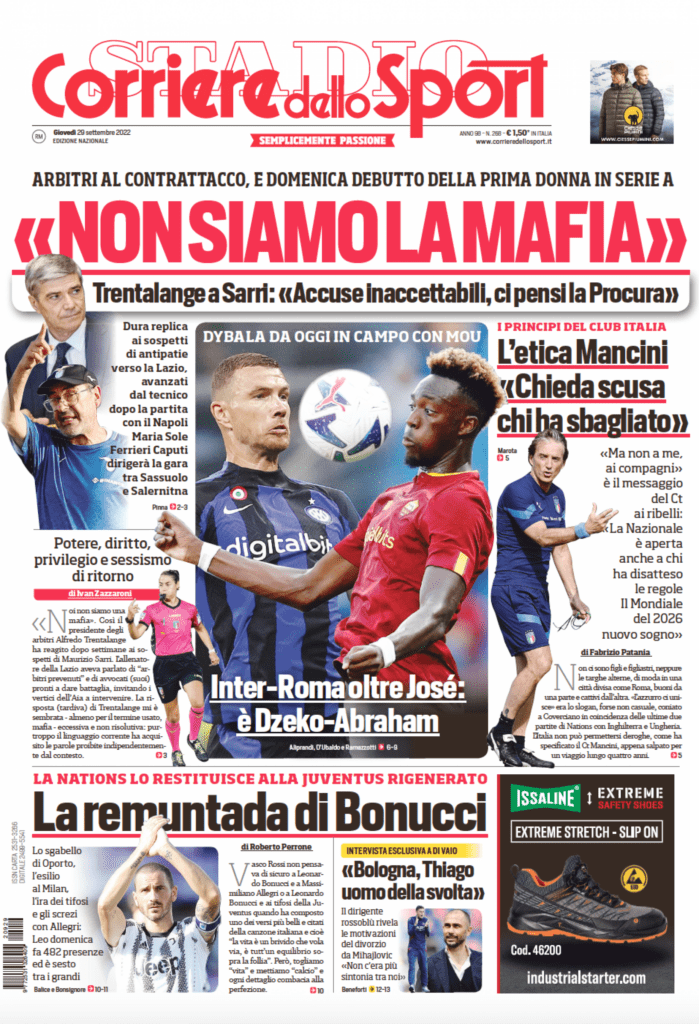 Rassegna stampa Juve: prime pagine quotidiani sportivi - 29 settembre 2022 38 corriere dello sport 29 settembre 2022