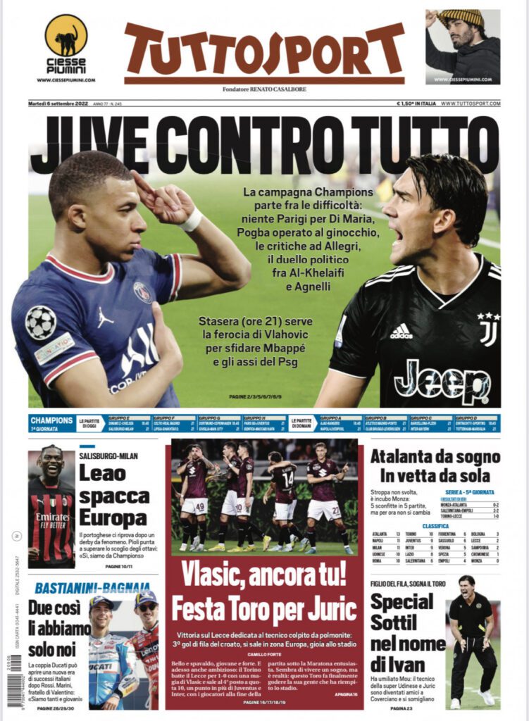 Rassegna stampa Juve: prime pagine quotidiani sportivi - 6 settembre 2022 37 daafe479 ac05 4a68 92a1 75d48a7314ff.jpeg