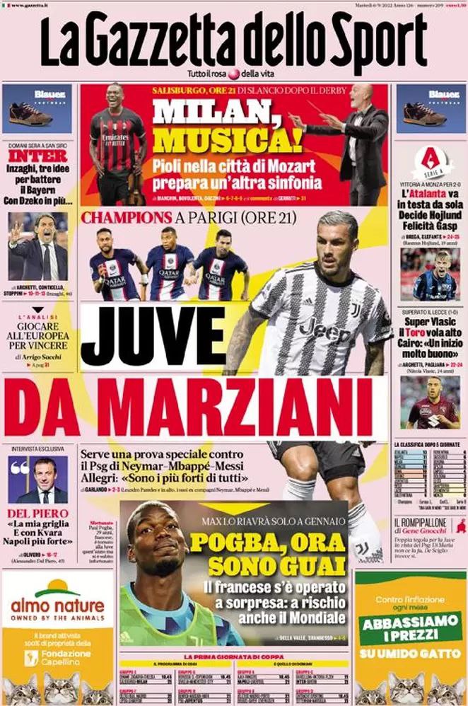 Rassegna stampa Juve: prime pagine quotidiani sportivi - 6 settembre 2022 39 photo 5814298491218934213 y