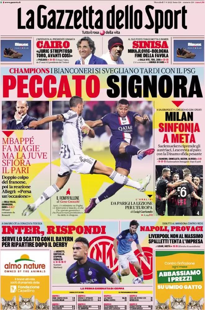 Rassegna stampa Juve: prime pagine quotidiani sportivi - 7 settembre 2022 38 photo 5819210872948636824 y