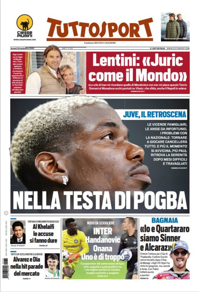 Rassegna stampa Juve: prime pagine quotidiani sportivi - 30 settembre 2022 37 tuttosport 23