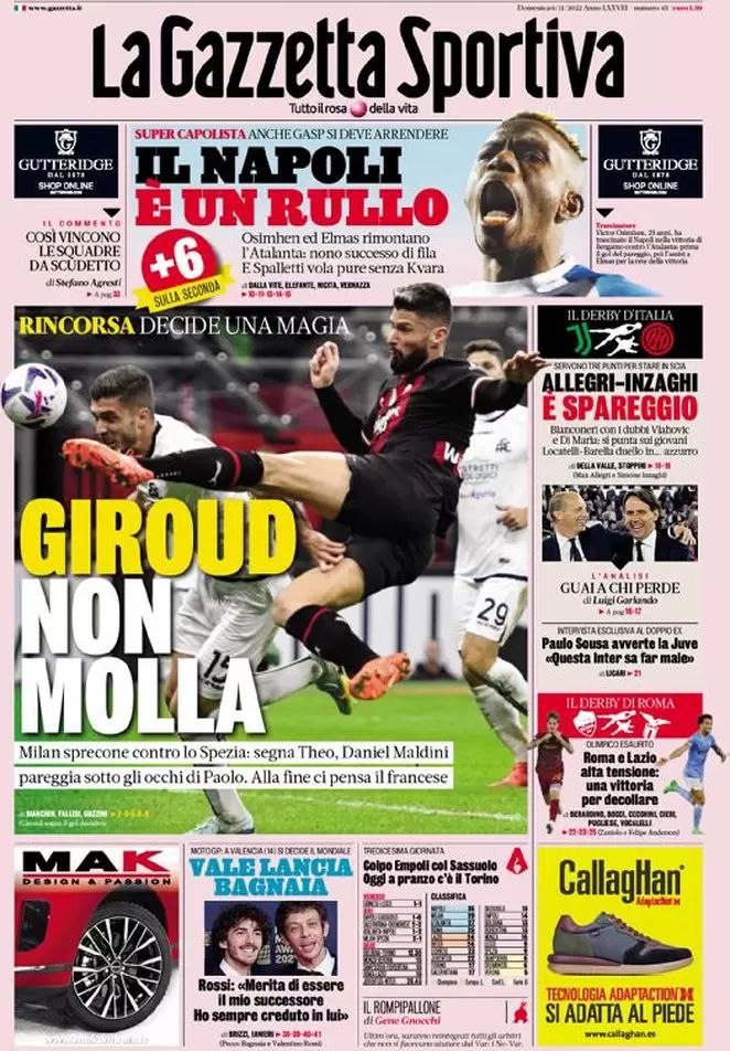 Rassegna stampa Juve: prime pagine quotidiani sportivi - 6 novembre 2022 39 Gazzetta 2