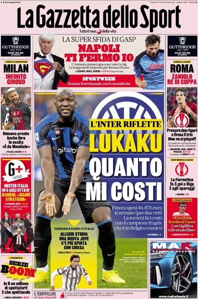 Rassegna stampa Juve: prime pagine quotidiani sportivi - 4 novembre 2022 38 Gazzetta