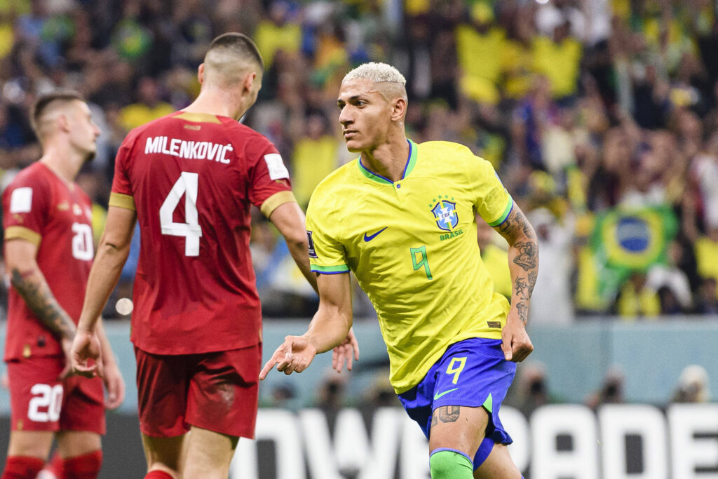Lusail, Qatar, Nov 25th 2022: Richarlison of Brazil after scoring a goal (2 0) during a match between Brazil vs Serbia,