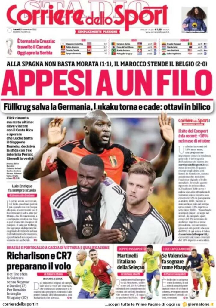 Le Prime Pagine Sportive Internazionali – 28 novembre