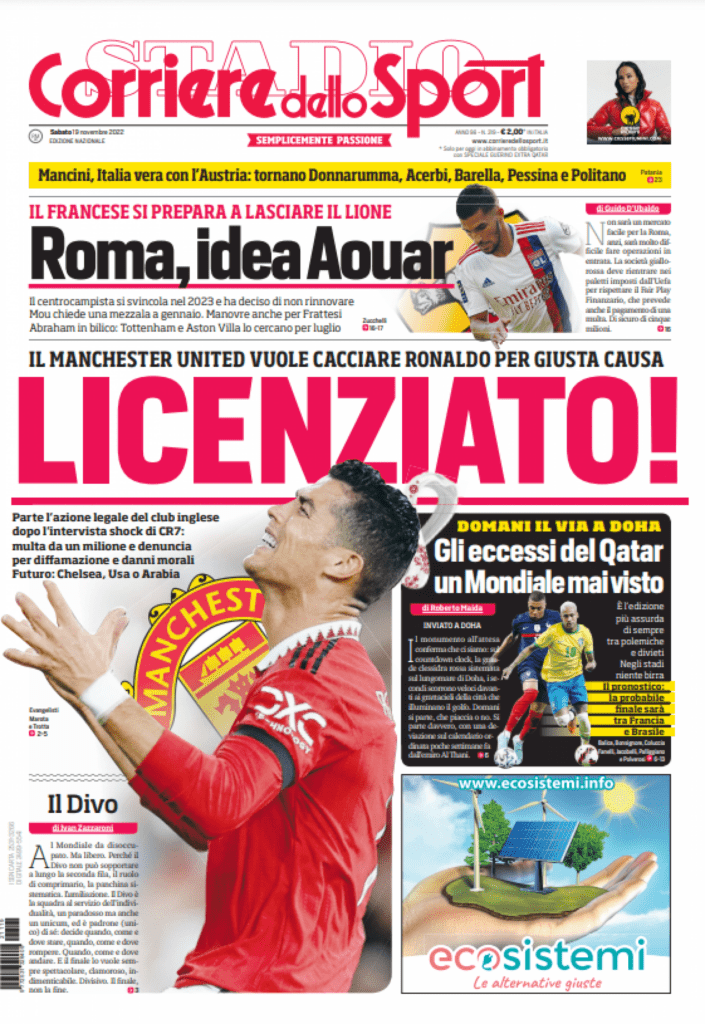 Rassegna stampa Juve: prime pagine quotidiani sportivi - 19 novembre 2022 37 corsport 21