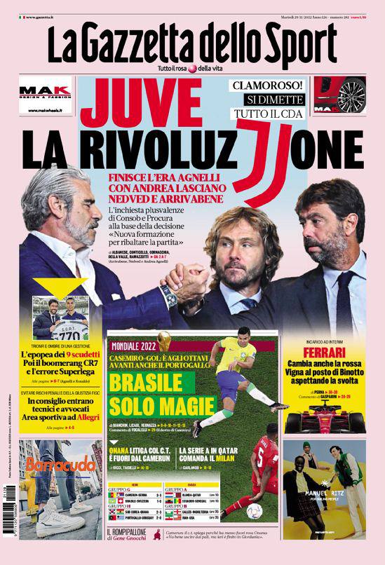 Rassegna stampa Juve: prime pagine quotidiani sportivi - 29 novembre 2022 38 photo 5776175596995459782 y